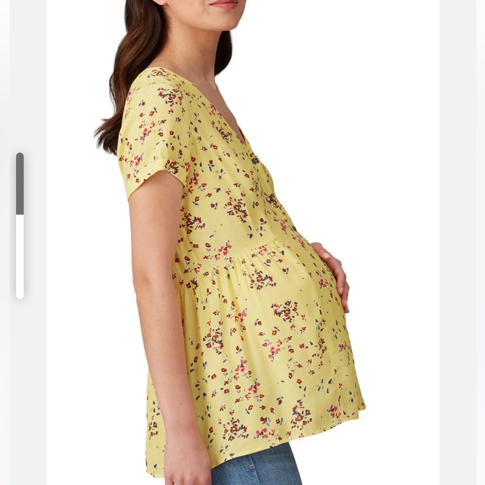Seraphine Maternity Yellow Floral Button-Up Blouse